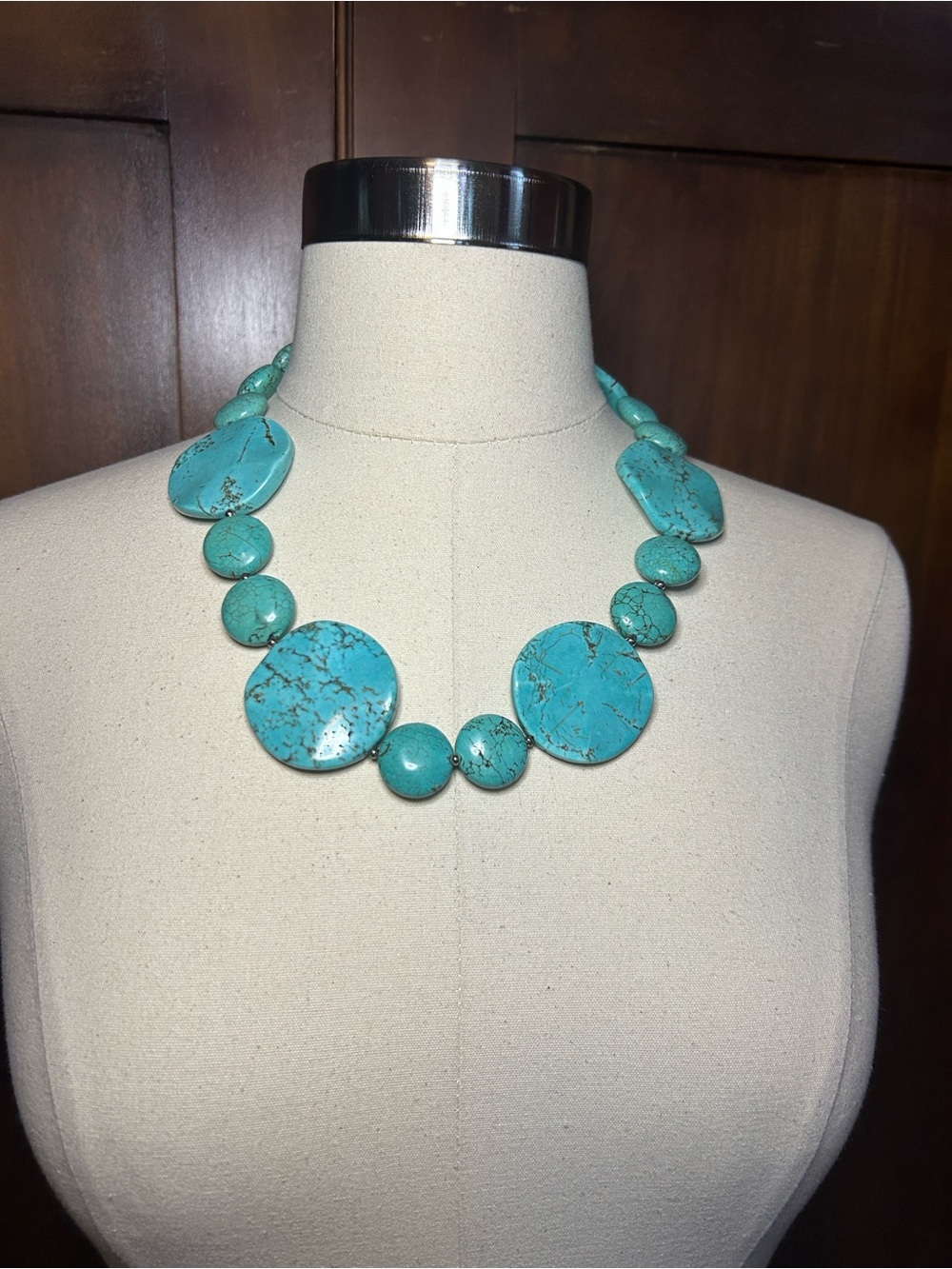 Blue Howlite Chunky Heavy Statement Necklace